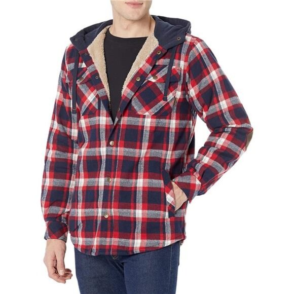 Other - Men's Camp Night Berber Lined Hooded Flannel Shirt Jacket